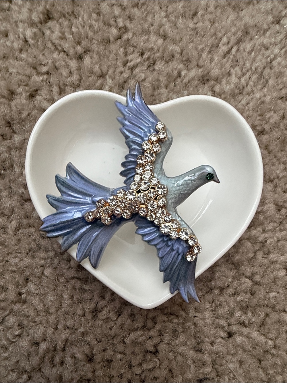 Sparkling Blue Dove Brooch - Elegant Bird Jewelry